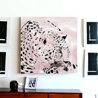 Pink Laying Leopard Unframed Print Wall Art