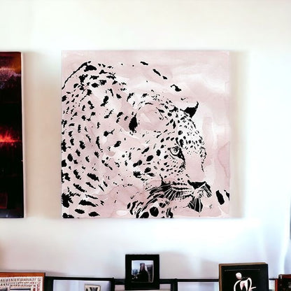 Pink Laying Leopard Unframed Print Wall Art
