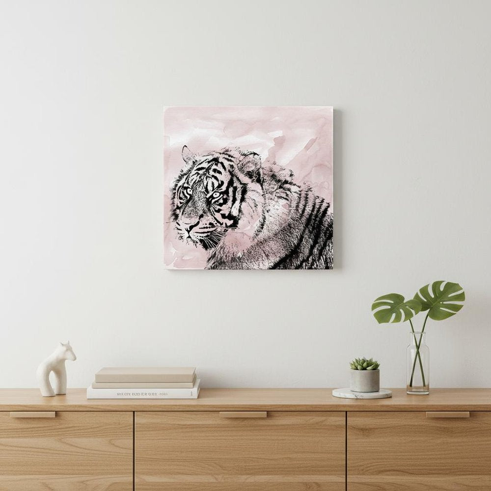 Pink Crouching Tiger Unframed Print Wall Art — view 1
