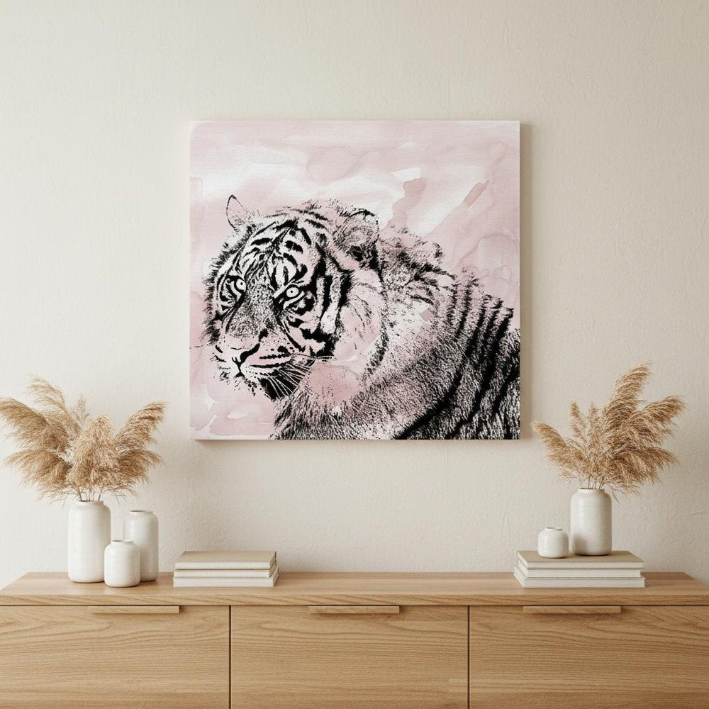 Pink Crouching Tiger Unframed Print Wall Art HomeRoots