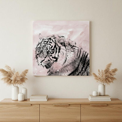 Pink Crouching Tiger Unframed Print Wall Art HomeRoots