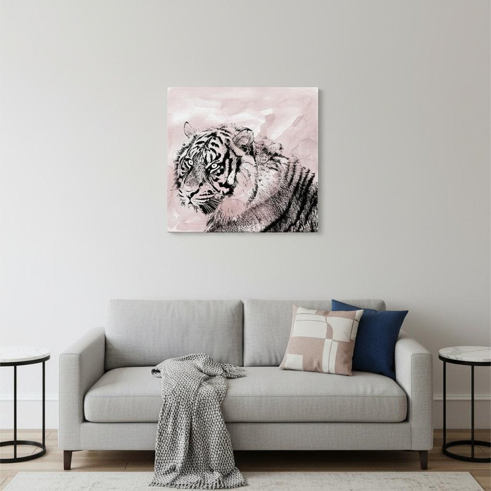 Pink Crouching Tiger Unframed Print Wall Art HomeRoots