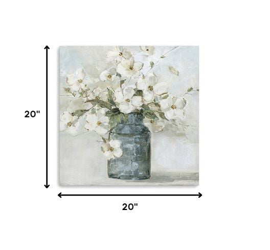 20" x 20" Watercolor Soft Pastel Dogwood Bouquet Canvas Wall Art — view 5