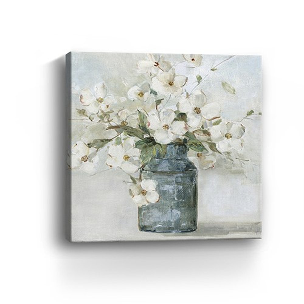 20" x 20" Watercolor Soft Pastel Dogwood Bouquet Canvas Wall Art — view 11