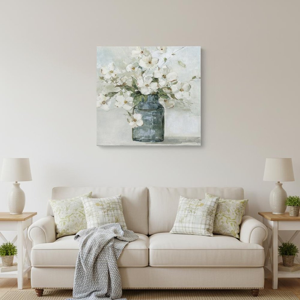 20" x 20" Watercolor Soft Pastel Dogwood Bouquet Canvas Wall Art HomeRoots