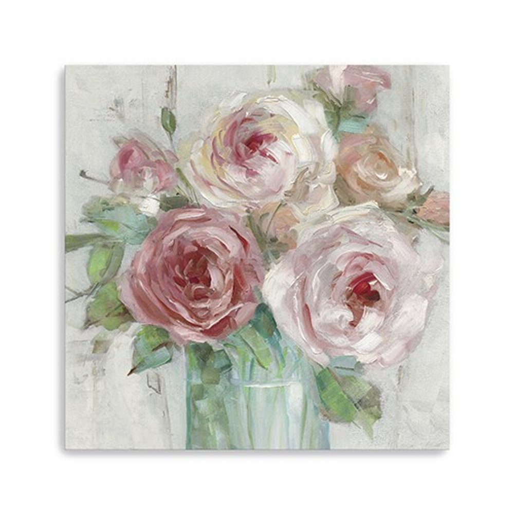 20" x 20" Watercolor Soft Pastel Peonies Bouquet Canvas Wall Art — view 6