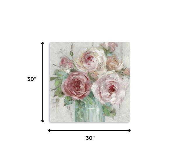 20" x 20" Watercolor Soft Pastel Peonies Bouquet Canvas Wall Art — view 9