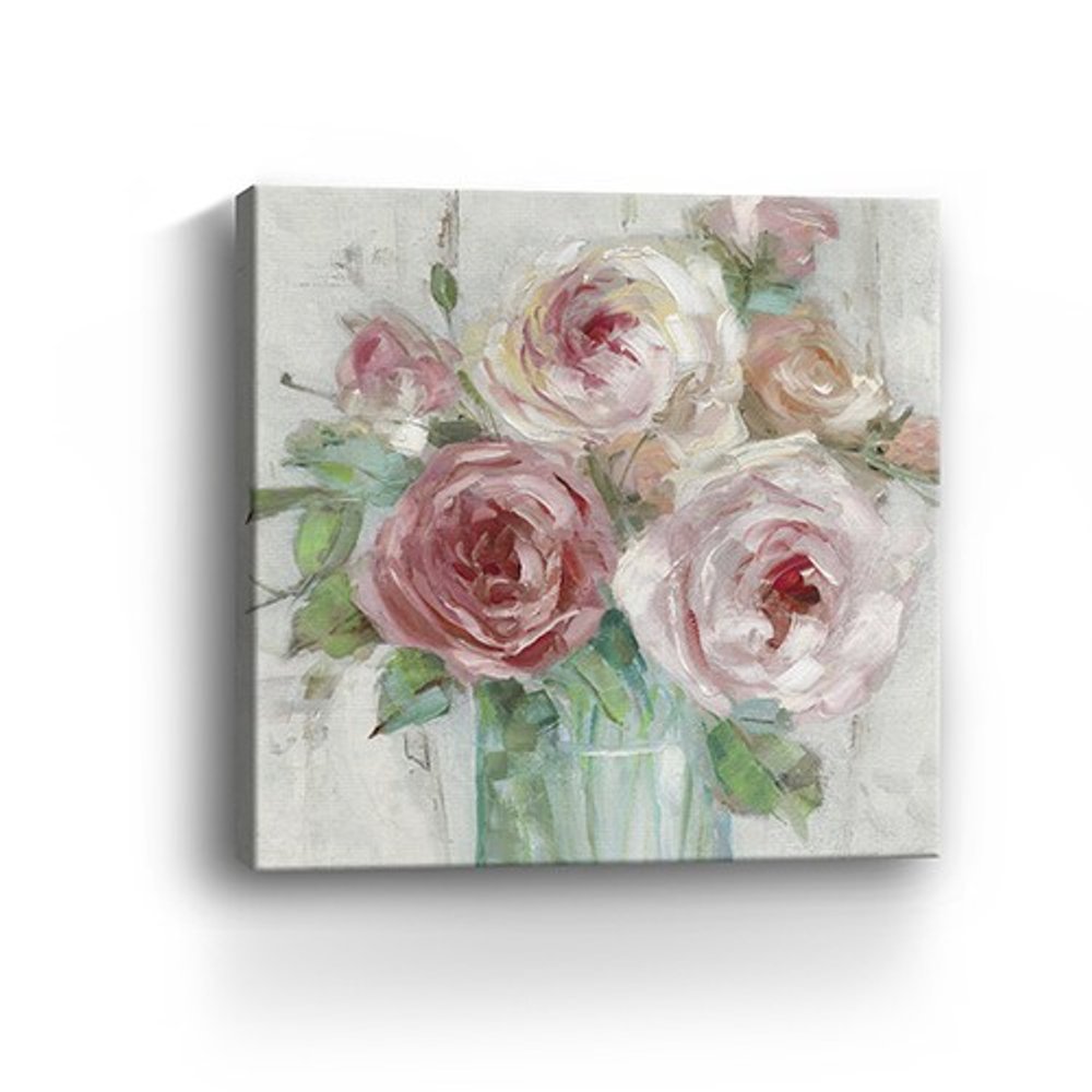 20" x 20" Watercolor Soft Pastel Peonies Bouquet Canvas Wall Art — view 11