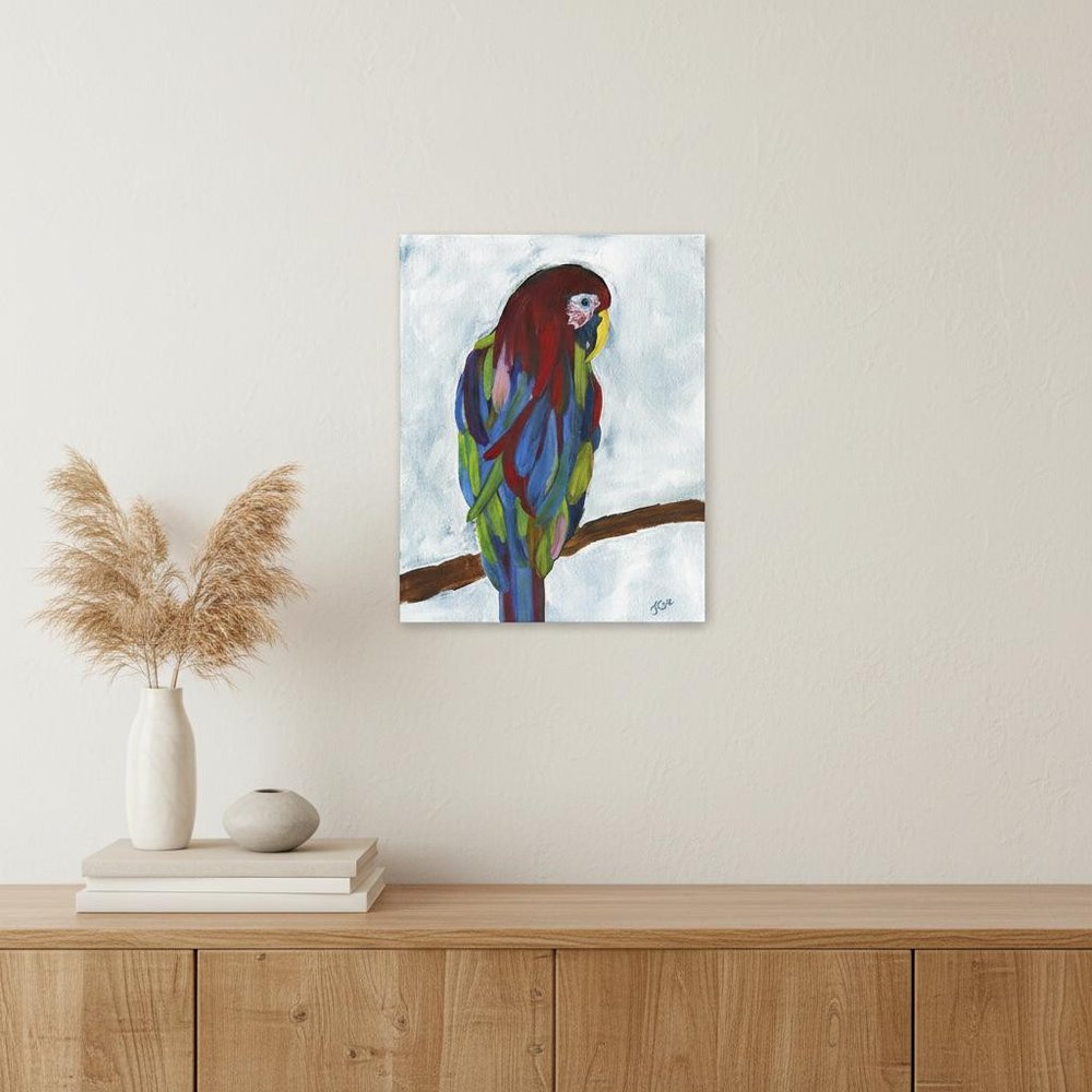 Small Bright and Tropical Parrot Canvas Wall Art HomeRoots
