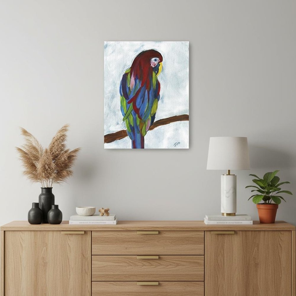 Small Bright and Tropical Parrot Canvas Wall Art HomeRoots