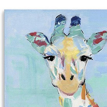 24" x 18" Pastel Patchwork Giraffe Canvas Wall Art HomeRoots