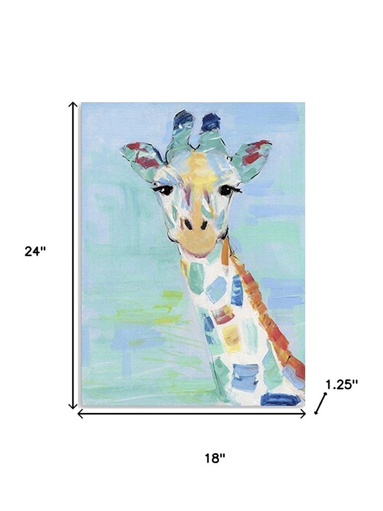 24" x 18" Pastel Patchwork Giraffe Canvas Wall Art HomeRoots
