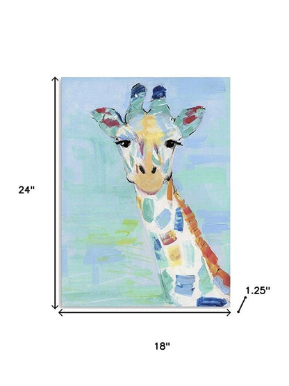 24" x 18" Pastel Patchwork Giraffe Canvas Wall Art HomeRoots