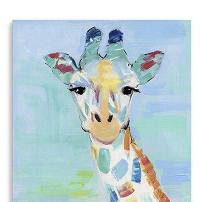 24" x 18" Pastel Patchwork Giraffe Canvas Wall Art HomeRoots