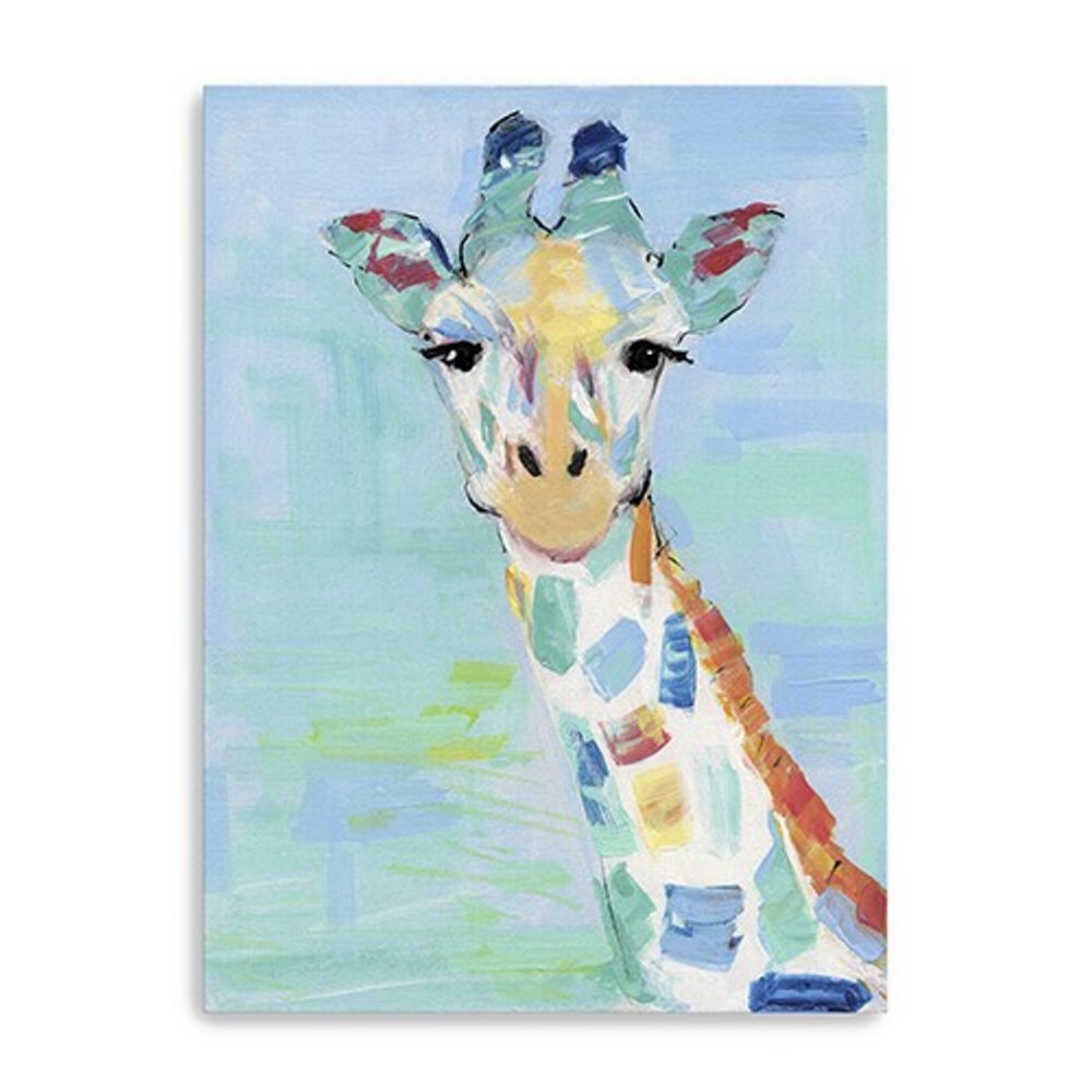24" x 18" Pastel Patchwork Giraffe Canvas Wall Art — view 7