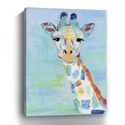 24" x 18" Pastel Patchwork Giraffe Canvas Wall Art HomeRoots