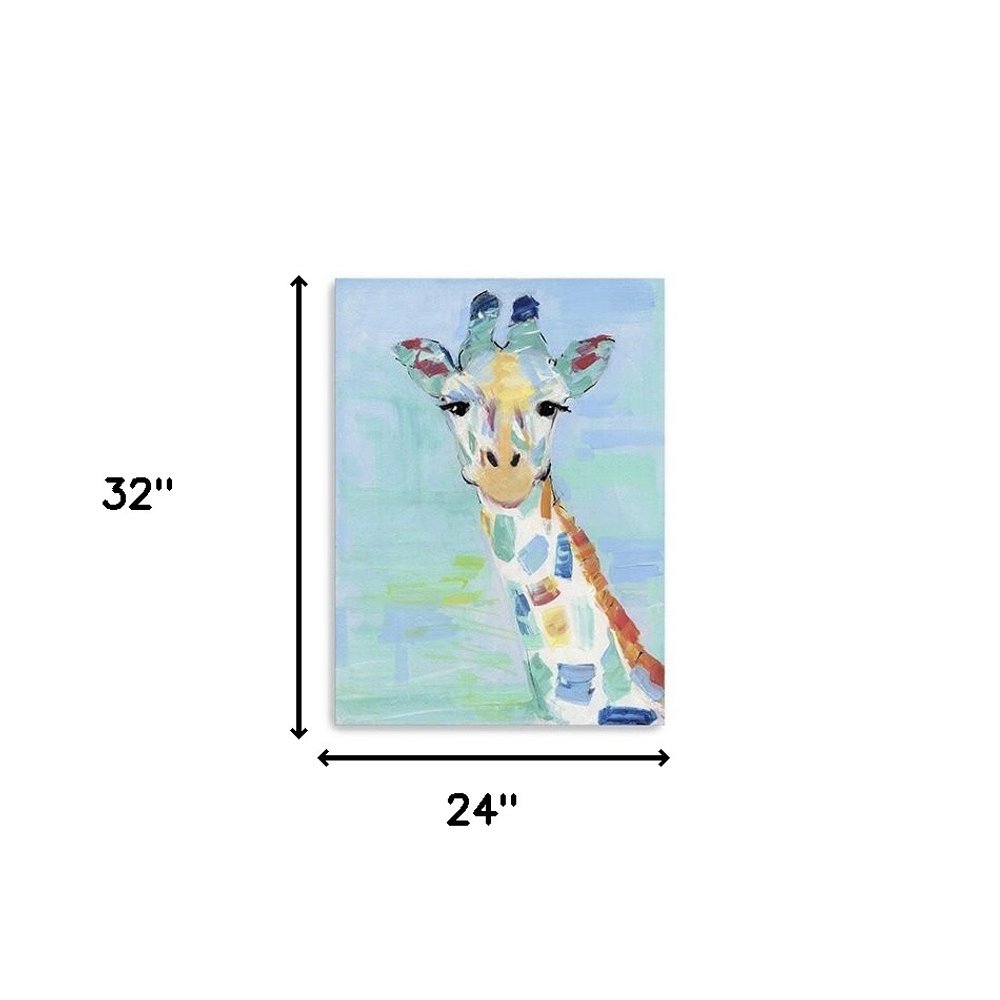 24" x 18" Pastel Patchwork Giraffe Canvas Wall Art — view 9
