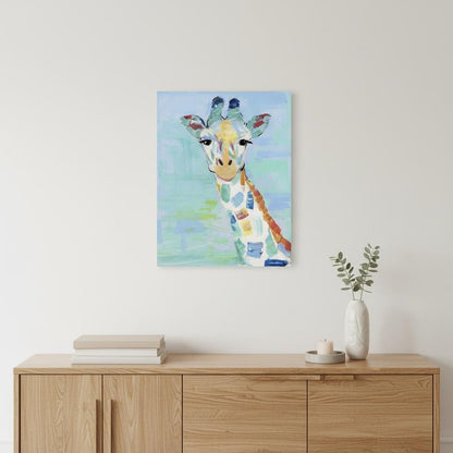 24" x 18" Pastel Patchwork Giraffe Canvas Wall Art HomeRoots