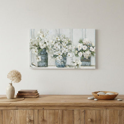 24" x 16" Watercolor Soft Pastel Bouquet Trio Canvas Wall Art HomeRoots