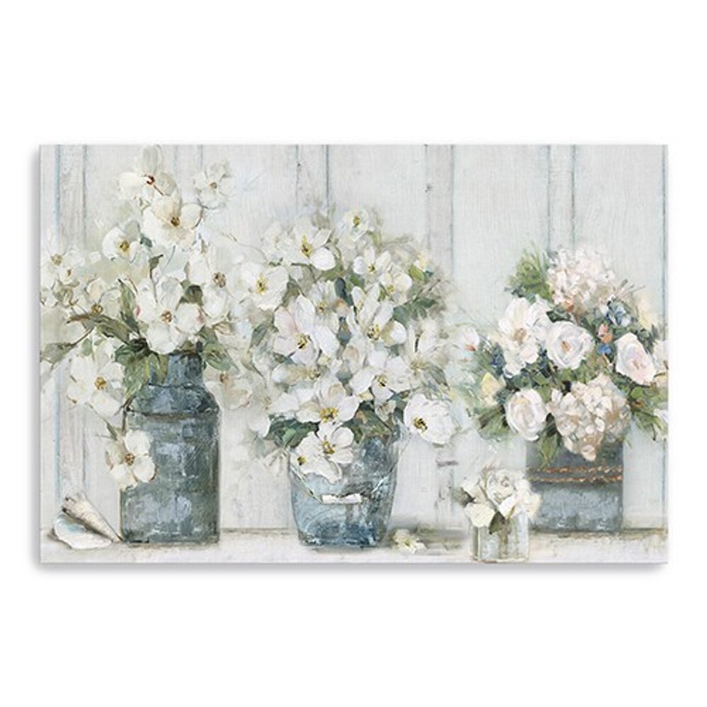 24" x 16" Watercolor Soft Pastel Bouquet Trio Canvas Wall Art HomeRoots