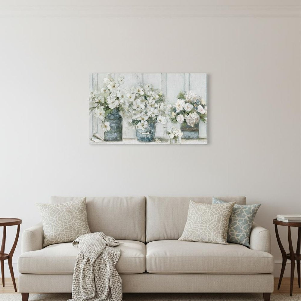 24" x 16" Watercolor Soft Pastel Bouquet Trio Canvas Wall Art HomeRoots