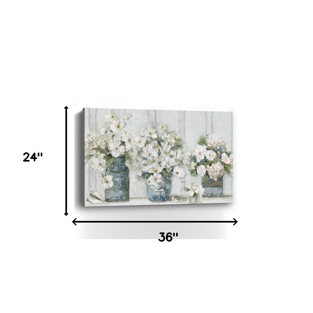 24" x 16" Watercolor Soft Pastel Bouquet Trio Canvas Wall Art — view 7
