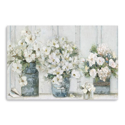 24" x 16" Watercolor Soft Pastel Bouquet Trio Canvas Wall Art HomeRoots