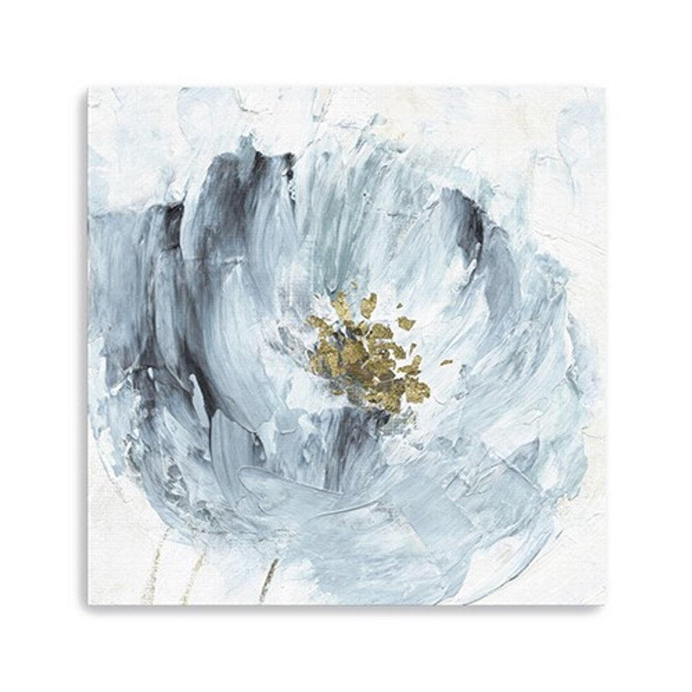 20" x 20" Watercolor Abstract Gray Blue Flower Canvas Wall Art HomeRoots