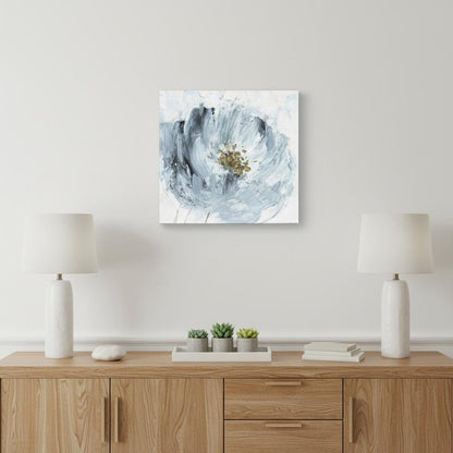 20" x 20" Watercolor Abstract Gray Blue Flower Canvas Wall Art HomeRoots