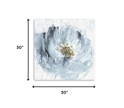 20" x 20" Watercolor Abstract Gray Blue Flower Canvas Wall Art HomeRoots