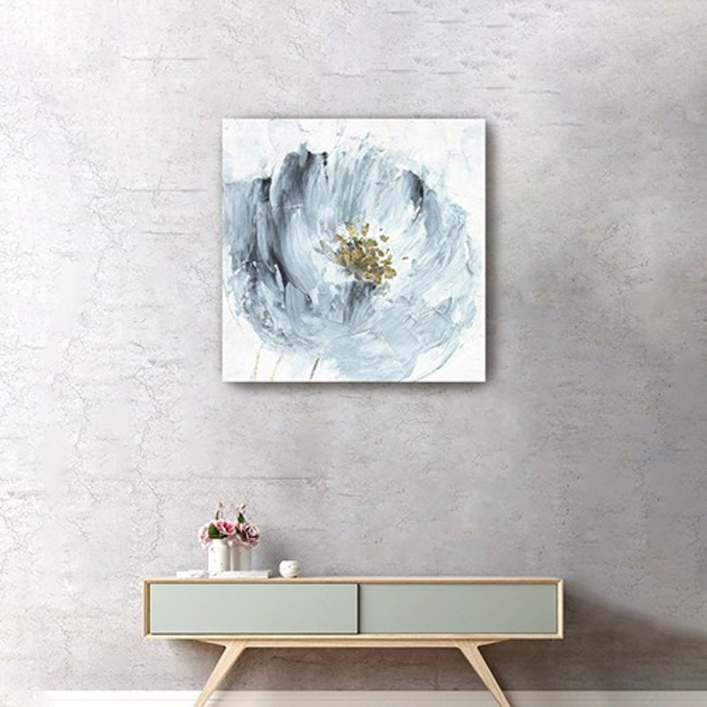 20" x 20" Watercolor Abstract Gray Blue Flower Canvas Wall Art — view 12