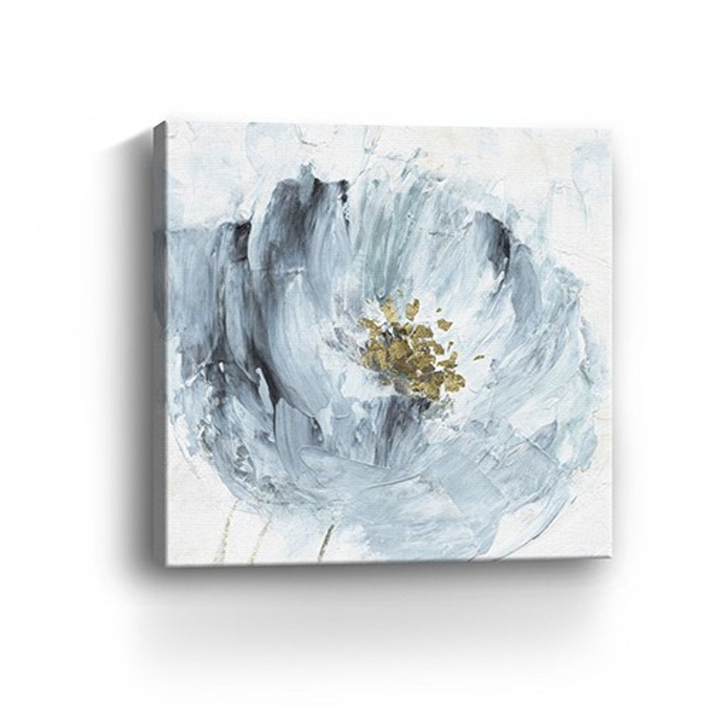 20" x 20" Watercolor Abstract Gray Blue Flower Canvas Wall Art — view 11