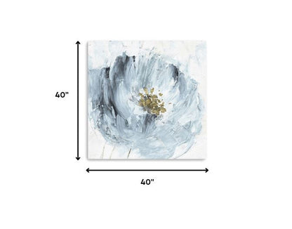 20" x 20" Watercolor Abstract Gray Blue Flower Canvas Wall Art HomeRoots