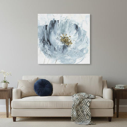 20" x 20" Watercolor Abstract Gray Blue Flower Canvas Wall Art HomeRoots