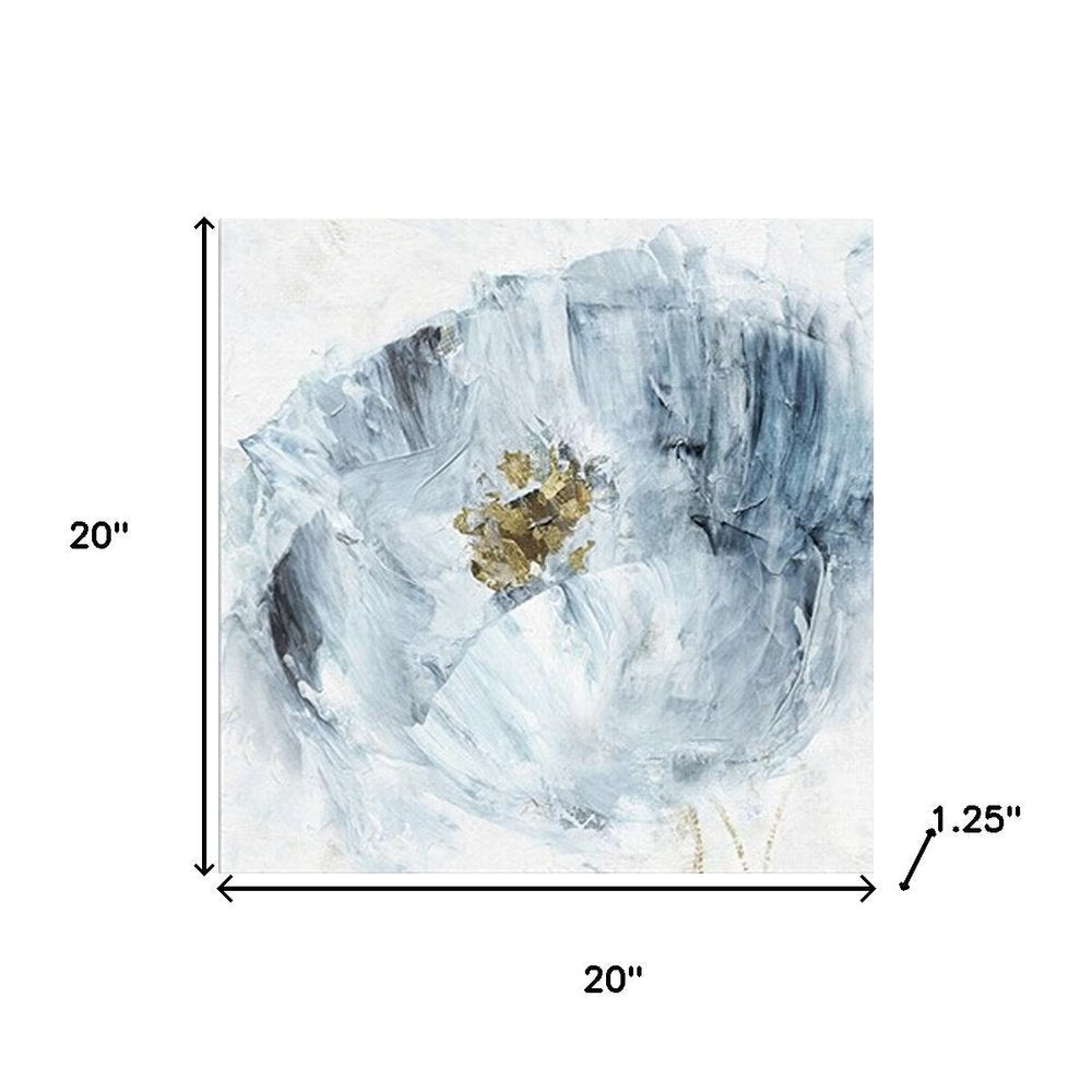20" x 20" Watercolor Abstract Gray Blue Flower II Canvas Wall Art HomeRoots