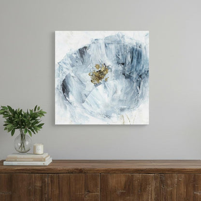 20" x 20" Watercolor Abstract Gray Blue Flower II Canvas Wall Art HomeRoots