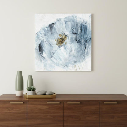 20" x 20" Watercolor Abstract Gray Blue Flower II Canvas Wall Art HomeRoots