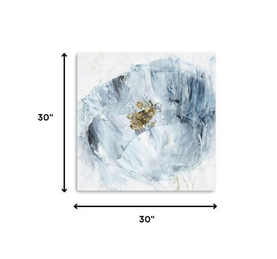20" x 20" Watercolor Abstract Gray Blue Flower II Canvas Wall Art HomeRoots