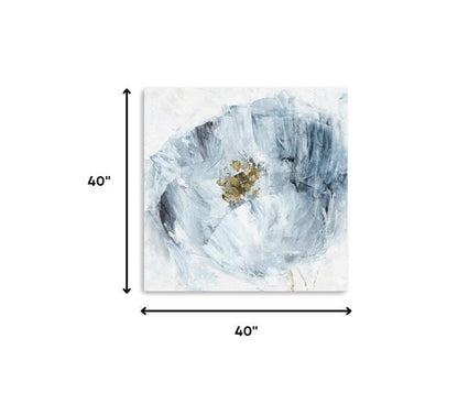 20" x 20" Watercolor Abstract Gray Blue Flower II Canvas Wall Art HomeRoots