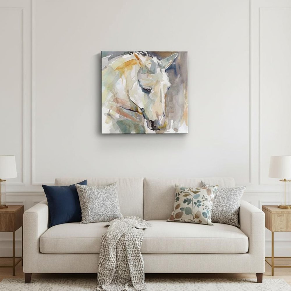 20" x 20" Abstract Watercolor Horse Canvas Wall Art HomeRoots