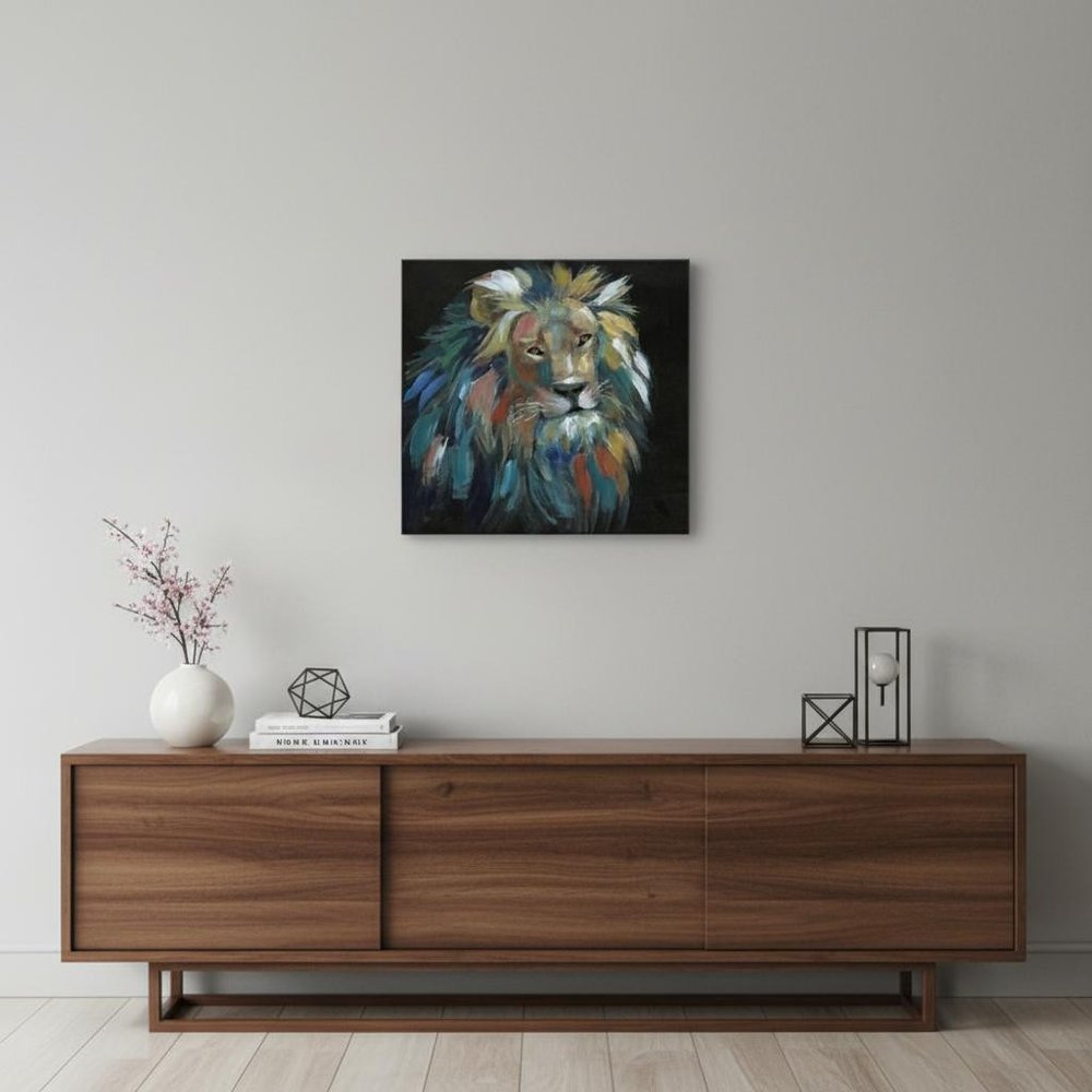 Painted Lion Portrait Unframed Print Wall Art — view 2