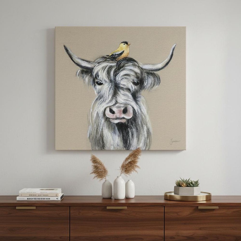 Cute Highland Cow Unframed Print Wall Art — view 2