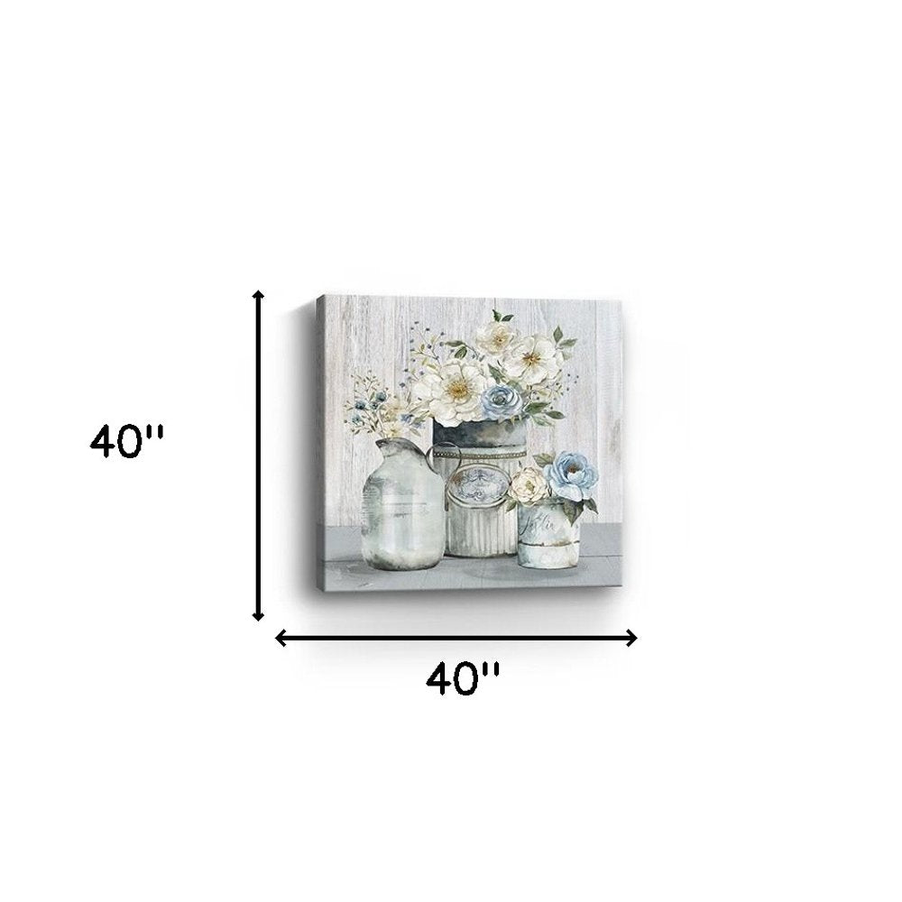 Rustic Grey Flowers Unframed Print Wall Art — view 11