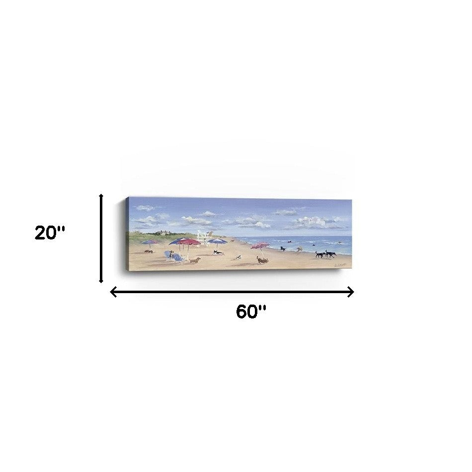 30" x 10" Dogs Rule the Beach Canvas Wall Art