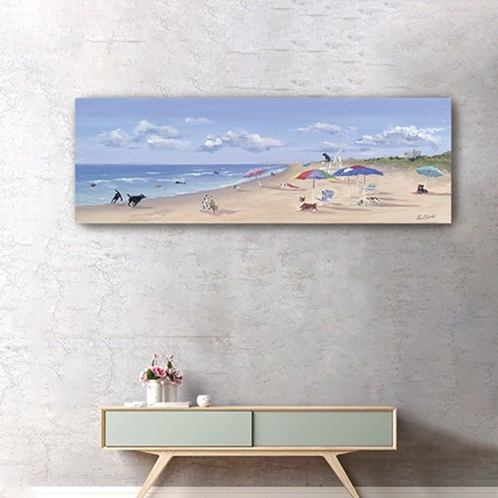 Small Dogs Playing at the Beach Canvas Wall Art — view 4