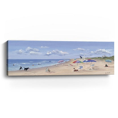 Small Dogs Playing at the Beach Canvas Wall Art HomeRoots
