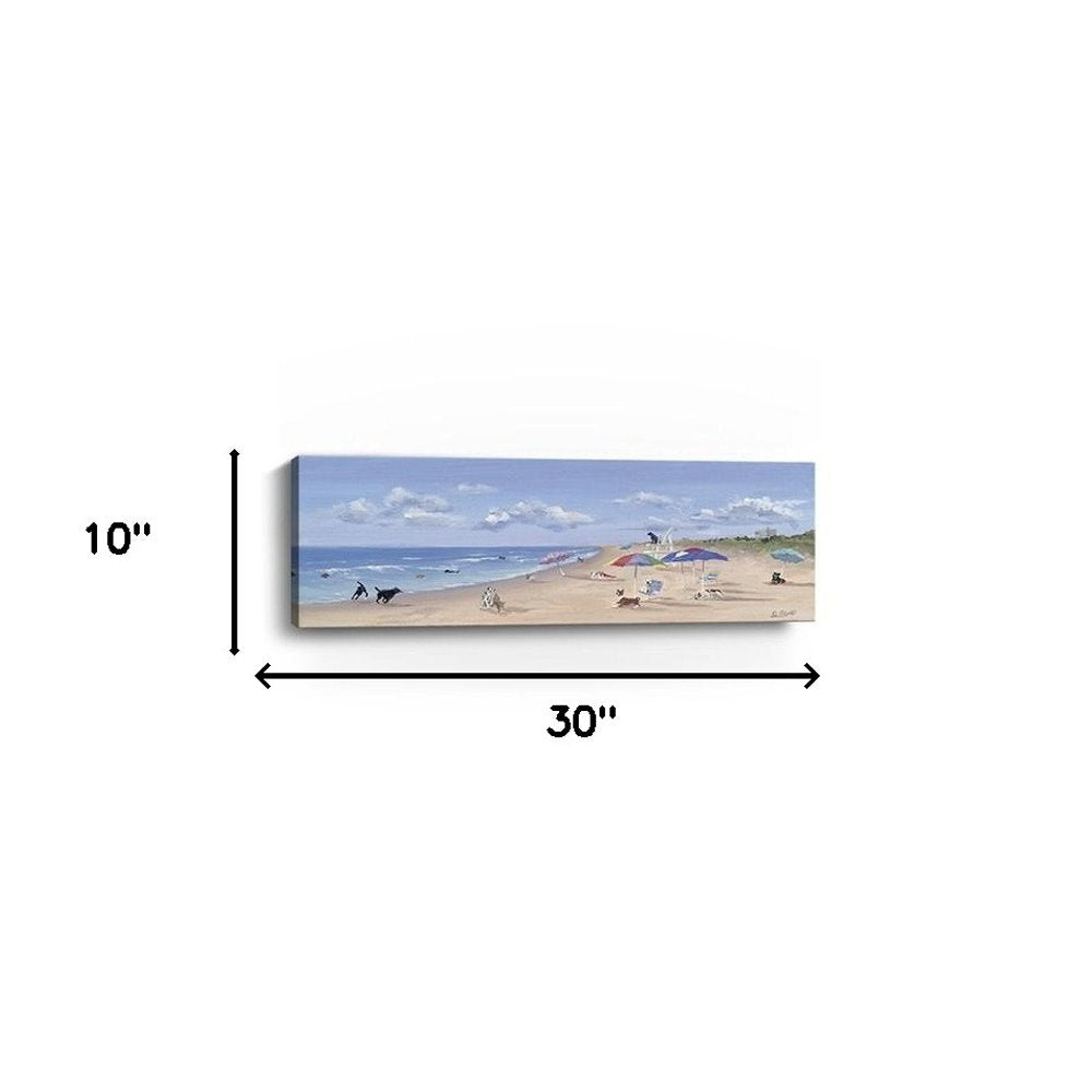 Small Dogs Playing at the Beach Canvas Wall Art HomeRoots
