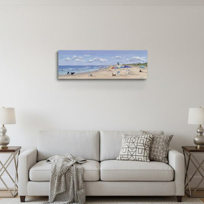 Small Dogs Playing at the Beach Canvas Wall Art HomeRoots