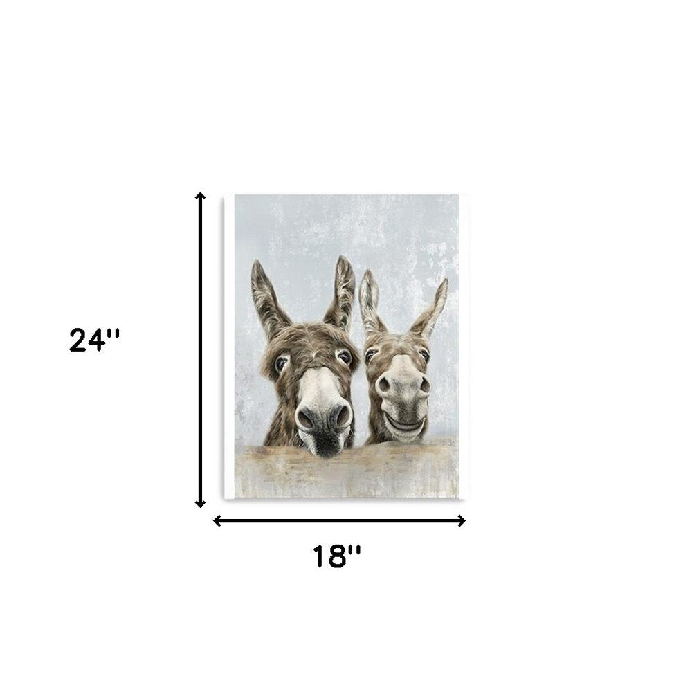 Cute Donkeys Canvas Unframed Print Wall Art — view 6