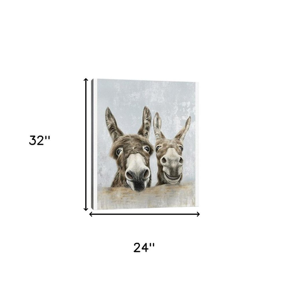 Cute Donkeys Canvas Unframed Print Wall Art HomeRoots